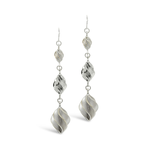 3GD Verso Triple Drop Earrings Silver