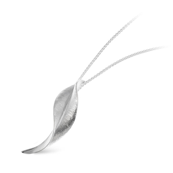 Collette Waudby TTL Mavilo Double Wide Twist Leaf Pendant Silver