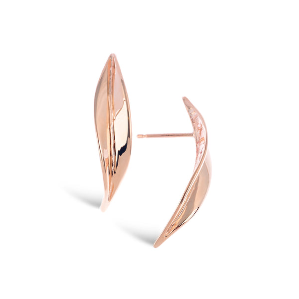CLS Mavilo Curved Leaf Stud Earrings Rose Gold