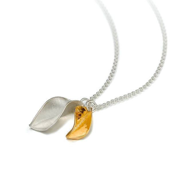 LPS Mavilo Two Leaf Pendant Silver And Yellow Gold