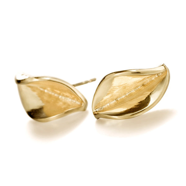 LS2 Mavilo Leaf Stud Earrings Polished Yellow Gold
