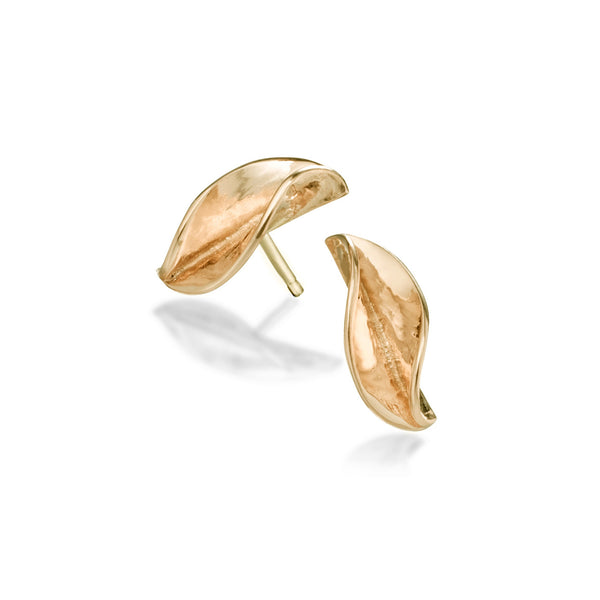 LS3 Mavilo Small Leaf Stud Earrings Yellow Gold
