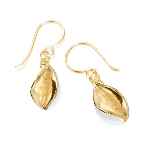 LSD2 Mavilo Small Leaf Drop Earrings Yellow Gold