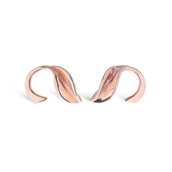 MLS-S Mavilo 9ct Rose Gold Curled Stem and Leaf Studs