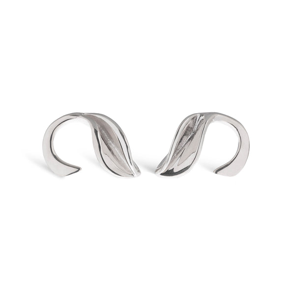 MLS-S Mavilo Silver Curled Stem and Leaf Studs