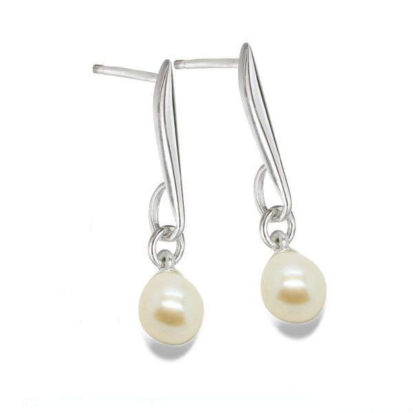 PD1 Pearl Drop Earrings Silver