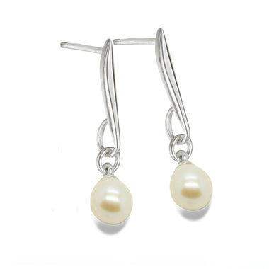 PD1 Pearl Drop Earrings Silver
