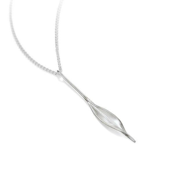 SLP2 Mavilo Slim Leaf Pendant Matte Silver