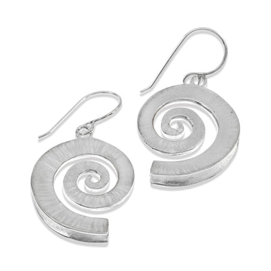 VE9 Dreki Large Spiral Wave Earrings Silver
