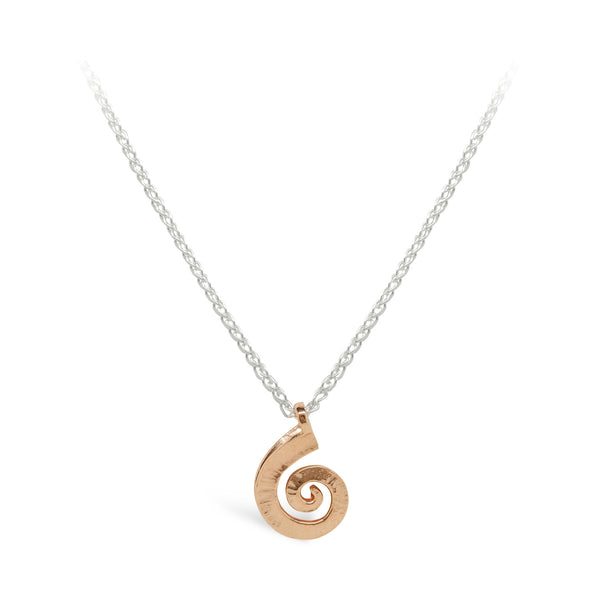 VP6 Dreki Small Spiral Sea Wave Pendant Rose Gold and Silver Chain