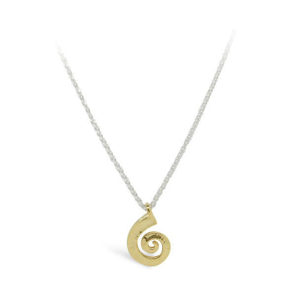 VP6 Dreki Small Spiral Sea Wave Pendant Yellow Gold and Silver Chain
