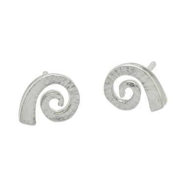 VS1 Dreki Small Spiral Sea Wave Studs Matte Silver 