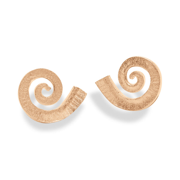 VS7 Dreki Medium Spiral Sea Wave Studs Matte Rose Gold