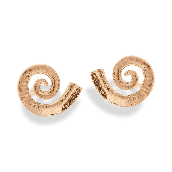 VS7 Dreki Medium Spiral Sea Wave Studs Polished Rose Gold