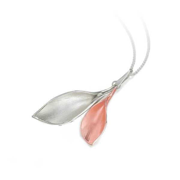W2AP Lilium Double Calla Lily Pendant Silver and Rose Red Gold
