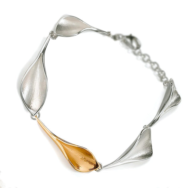 WBR Lilium Calla Lily Bracelet Silver And Yellow Gold