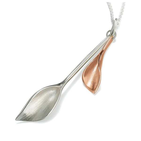 WDMP Lilium Medium Double Calla Lily Pendant Silver and Rose Gold