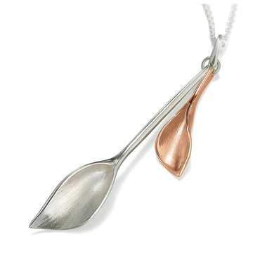 WDMP Lilium Medium Double Calla Lily Pendant Silver and Rose Gold