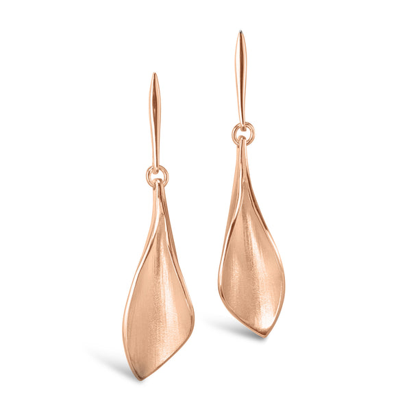 WE3 Lilium Wide Calla Lily Drop Earrings Rose Gold