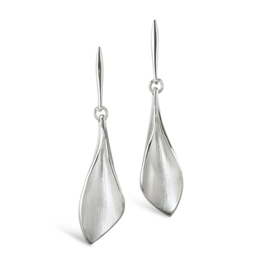 WE3 Lilium Wide Calla Lily Drop Earrings Silver