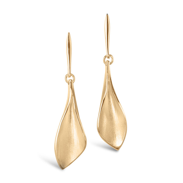 WE3 Lilium Wide Calla Lily Drop Earrings Yellow Gold
