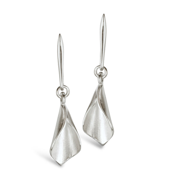WE6 'Lillium' Silver Calla Lilly Drop Earrings