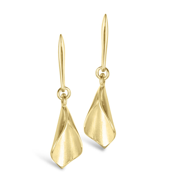 WE6 'Lillium' Yellow Gold Calla Lilly Drop Earrings
