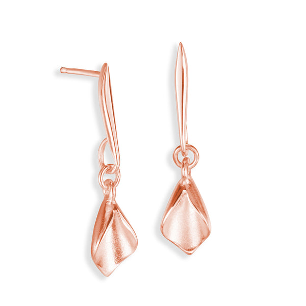 WE7 Lilium Small Calla Lily Drop Earrings Rose Gold