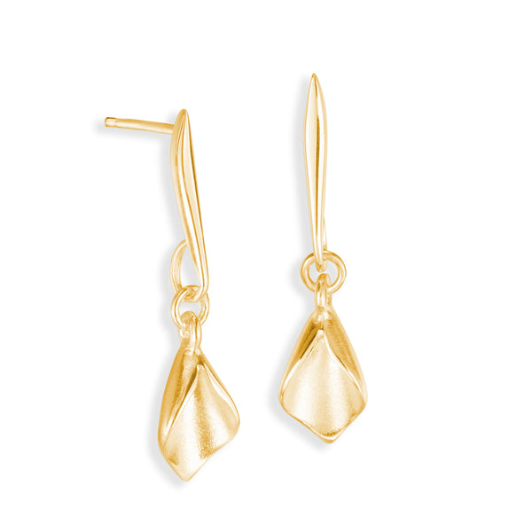 WE7 Lilium Small Calla Lily Drop Earrings Yellow Gold