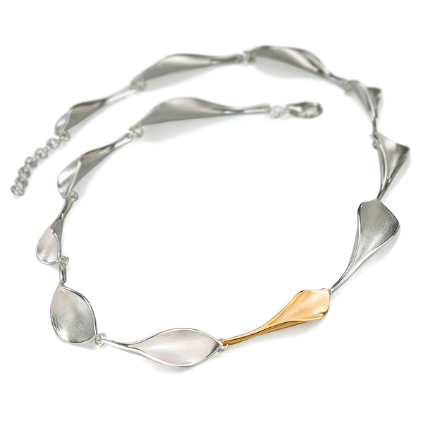 WFN Lilium Calla Lily Necklace Silver and Yellow Gold