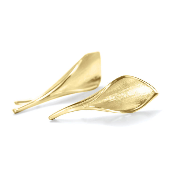 WS3 Lilium Large Calla Lily Stud Earrings Yellow Gold