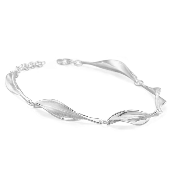 SLB Mavilo Slim Twisted Leaf Bracelet Silver