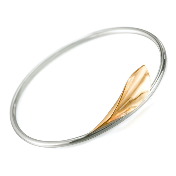 WB Lilium Calla Lily Bangle Silver And Solid 9ct Yellow Gold
