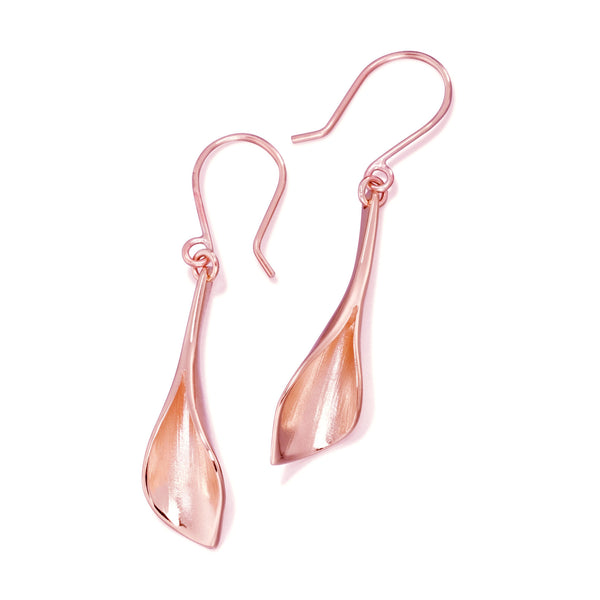 WE4 'Lillium' Calla Lilly Drop Earrings Rose Red Gold