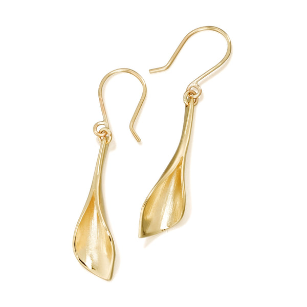 WE4 'Lillium' Calla Lilly Drop Earrings Yellow Gold
